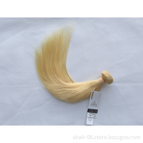 Allrun factory wholesale big discount no tangle 613# blonde virgin hair double weft straight human hair